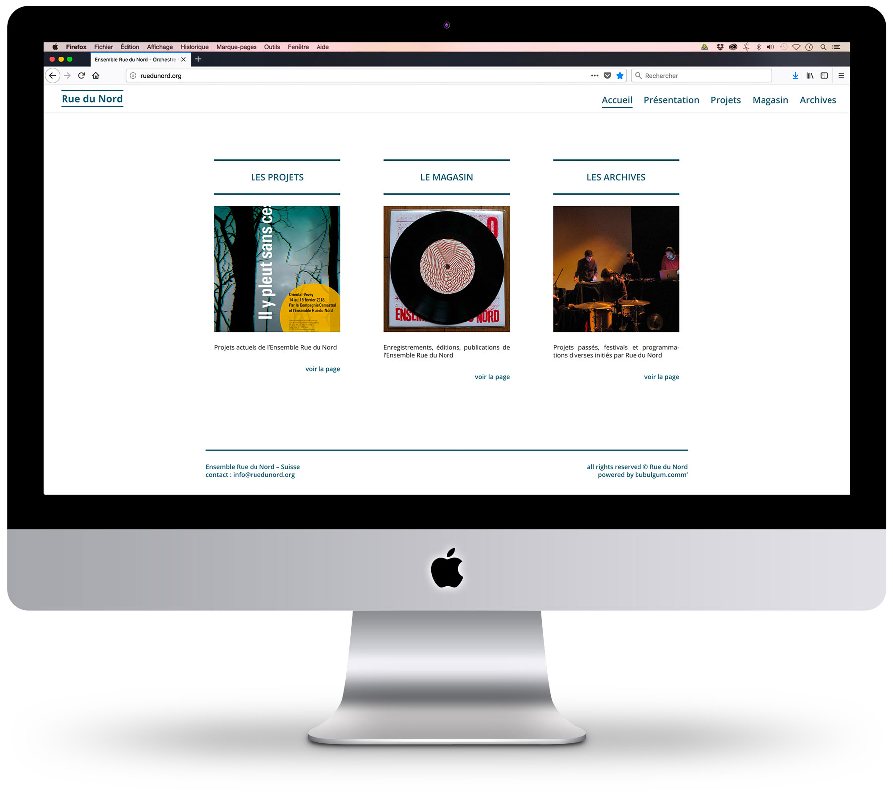 design et programmation web: site Rue du Nord